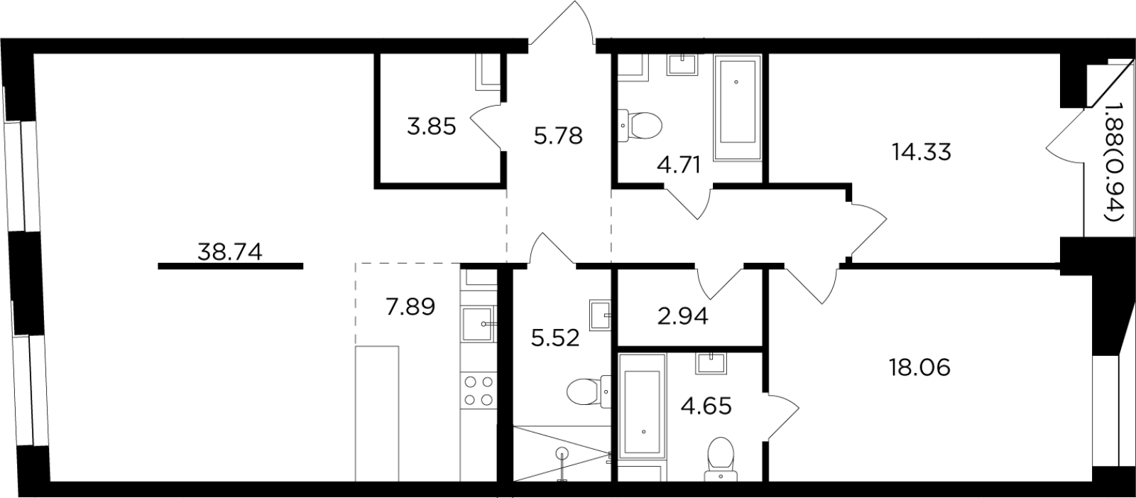 1-комнатная квартира (Студия) с отделкой в ЖК FoRest Аквилон на 2 этаже в 2 секции. Сдача в 4 кв. 2023 г.