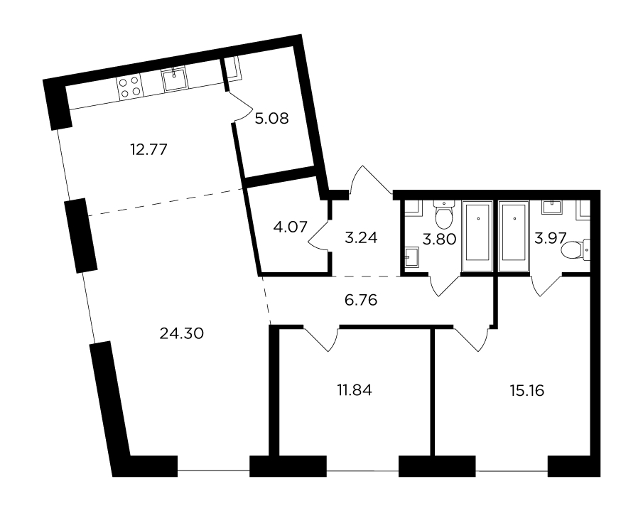 5-комнатная квартира в ЖК FORIVER на 7 этаже в 1 секции. Сдача в 4 кв. 2023 г.