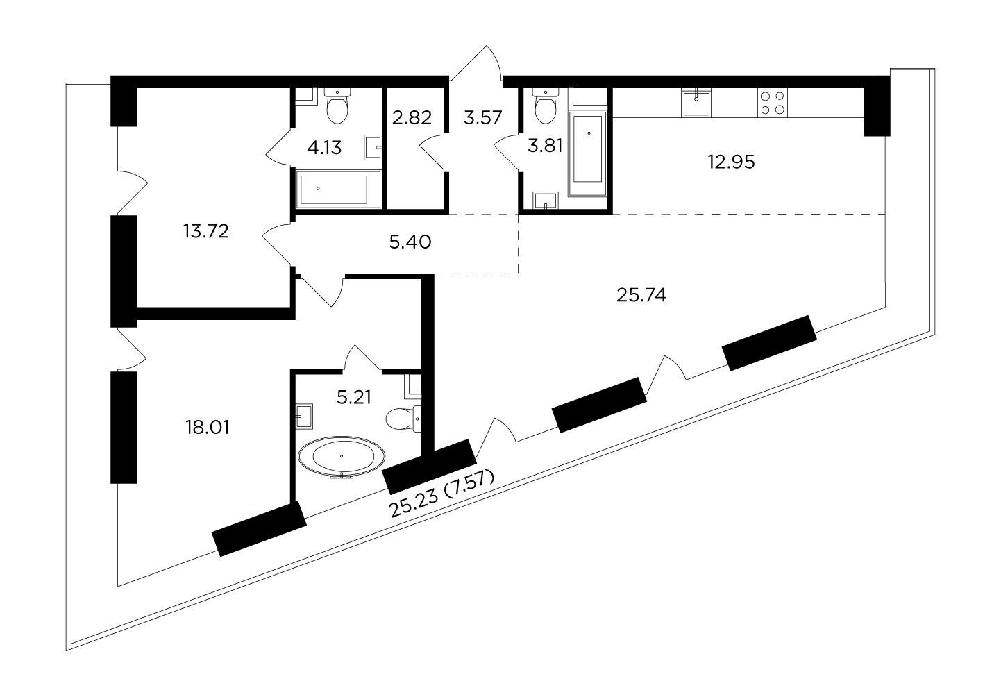 2-комнатная квартира в ЖК FORIVER на 18 этаже в 1 секции. Сдача в 4 кв. 2023 г.