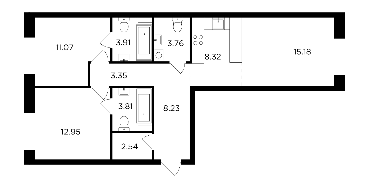 5-комнатная квартира в ЖК FORIVER на 16 этаже в 3 секции. Сдача в 4 кв. 2023 г.