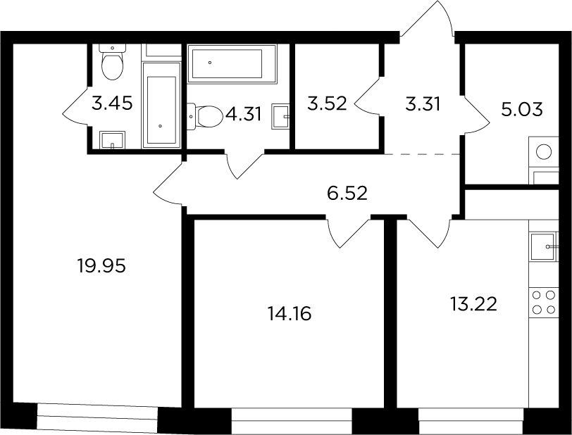 4-комнатная квартира в ЖК FORIVER на 7 этаже в 1 секции. Сдача в 4 кв. 2023 г.