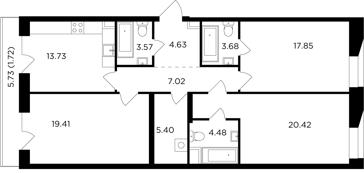 1-комнатная квартира с отделкой в ЖК FORIVER на 11 этаже в 2 секции. Сдача в 4 кв. 2023 г.