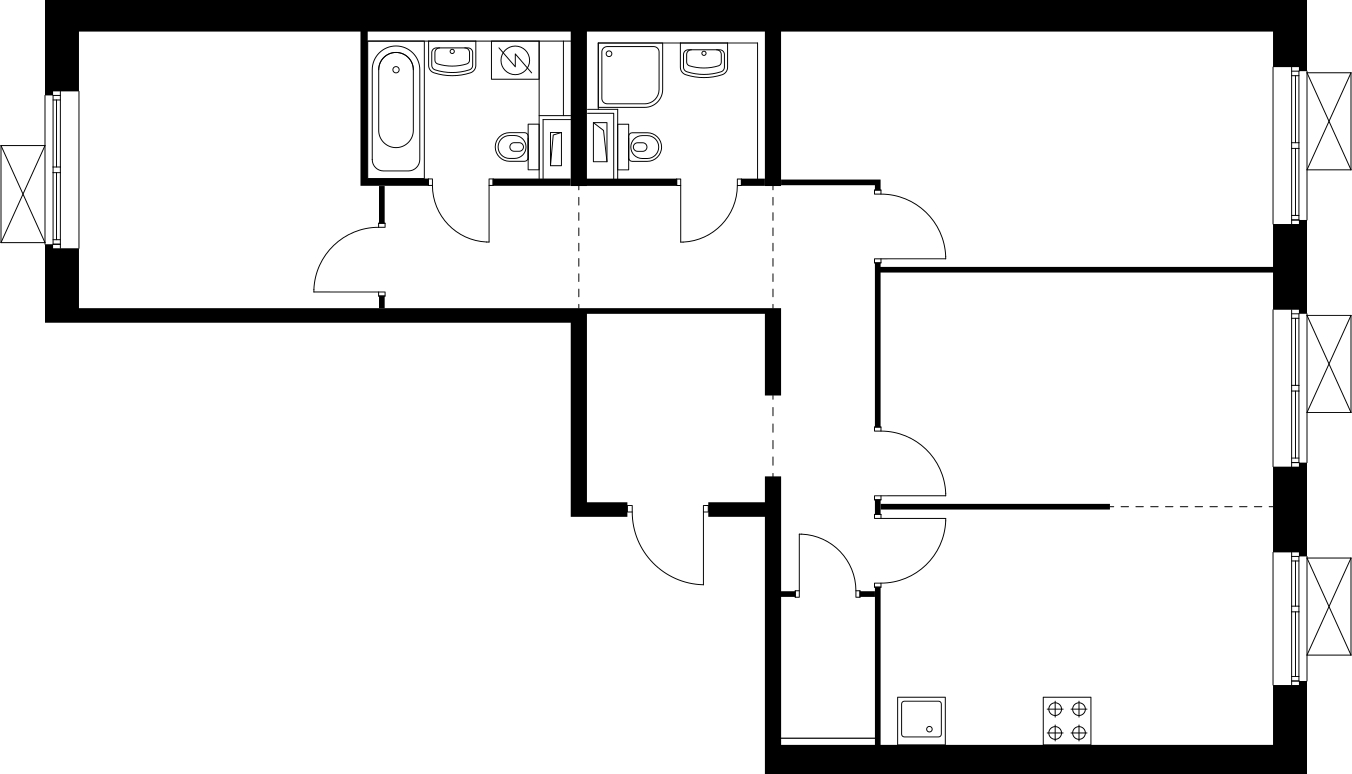 3-комнатная квартира в ЖК Лайм на 19 этаже в 4 секции. Дом сдан.