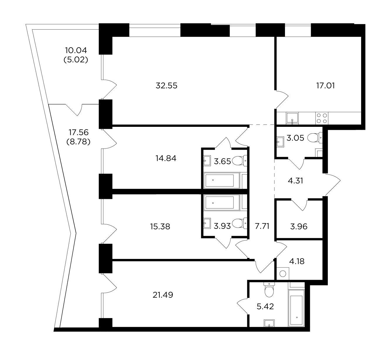 2-комнатная квартира в ЖК HomeCity на 7 этаже в 4 секции. Сдача в 1 кв. 2022 г.