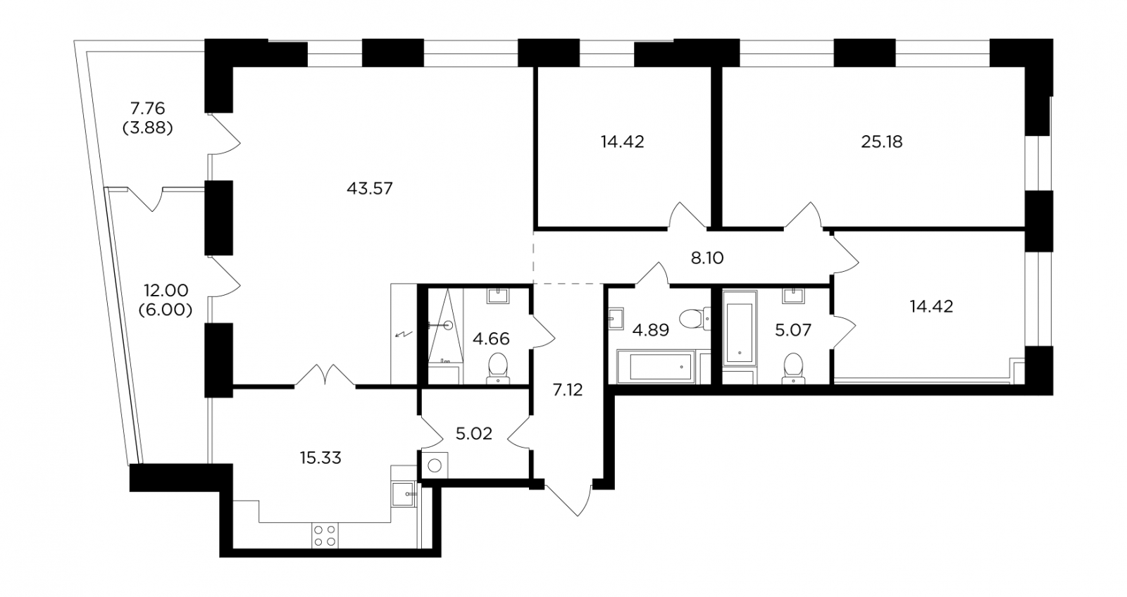 2-комнатная квартира в ЖК HomeCity на 8 этаже в 4 секции. Сдача в 1 кв. 2022 г.