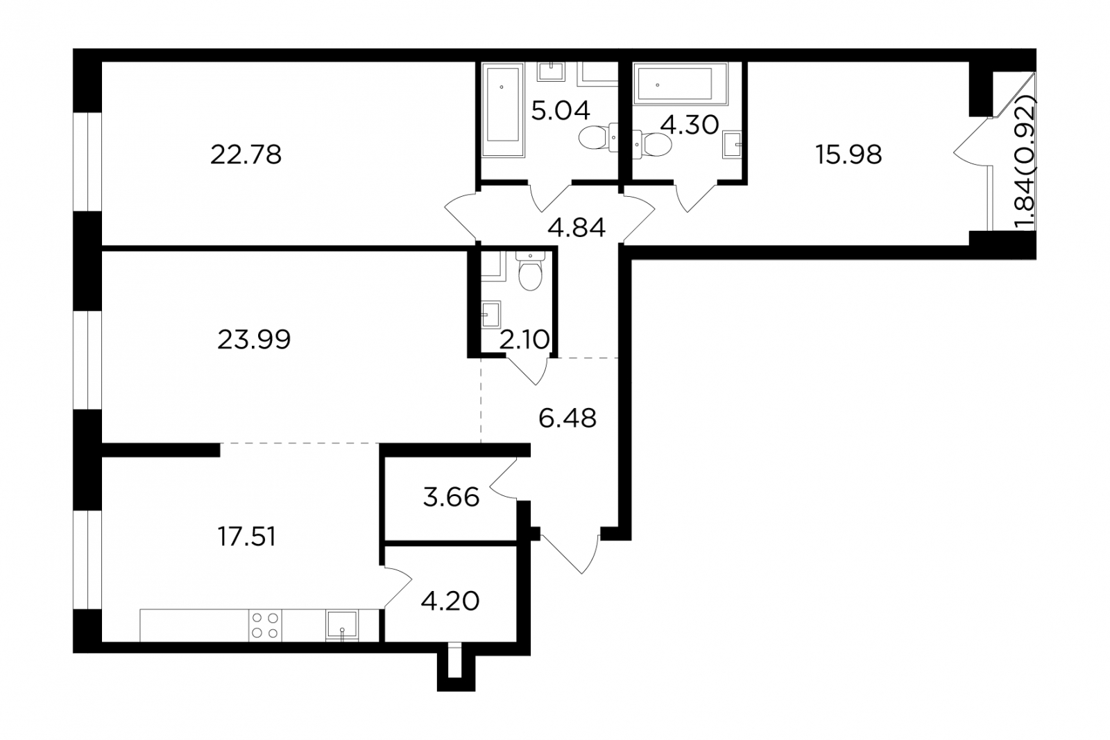 1-комнатная квартира в ЖК Пехра на 16 этаже в 12 секции. Сдача в 1 кв. 2024 г.