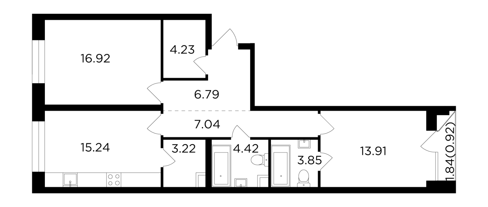 1-комнатная квартира в ЖК FORIVER на 13 этаже в 4 секции. Сдача в 4 кв. 2023 г.