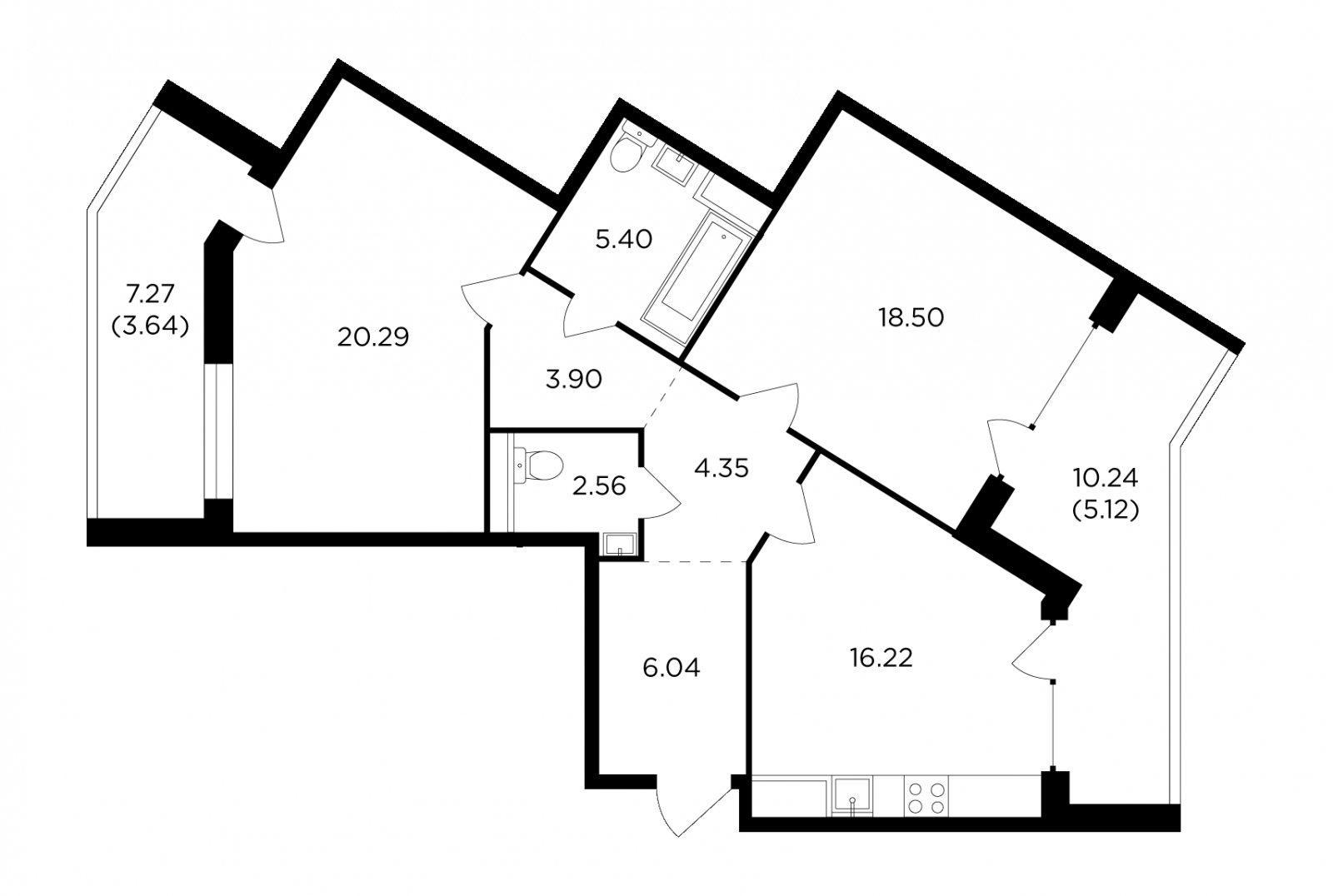 3-комнатная квартира с отделкой в ЖК Театральный квартал на 17 этаже в 1 секции. Сдача в 1 кв. 2022 г.