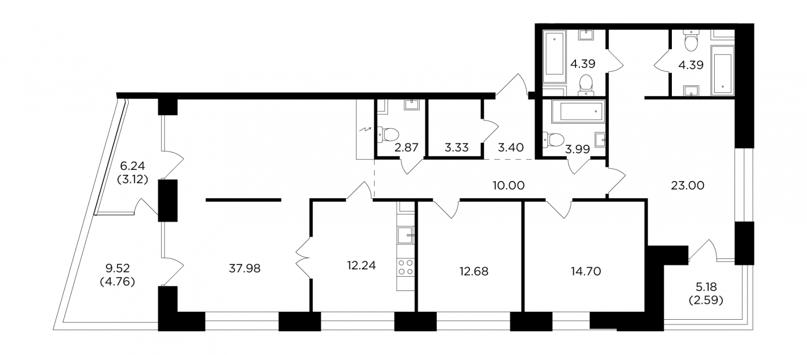 2-комнатная квартира в ЖК Инновация на 21 этаже в 10 секции. Сдача в 2 кв. 2023 г.