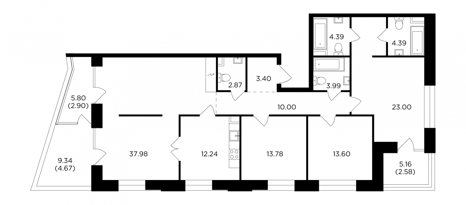2-комнатная квартира в ЖК Инновация на 2 этаже в 10 секции. Сдача в 2 кв. 2023 г.