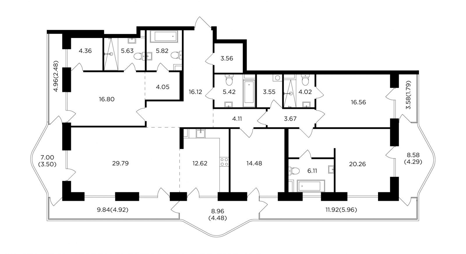 3-комнатная квартира в ЖК TopHILLS на 23 этаже в 1 секции. Сдача в 1 кв. 2023 г.