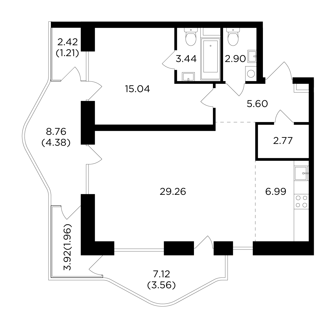 3-комнатная квартира с отделкой в ЖК Зорге 9 на 11 этаже в 1 секции. Сдача в 4 кв. 2021 г.