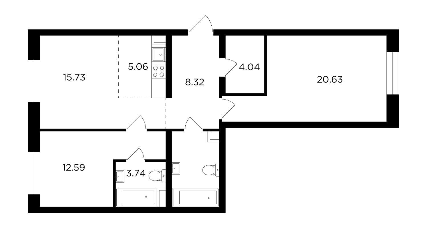 4-комнатная квартира в ЖК TopHILLS на 3 этаже в 1 секции. Сдача в 1 кв. 2023 г.