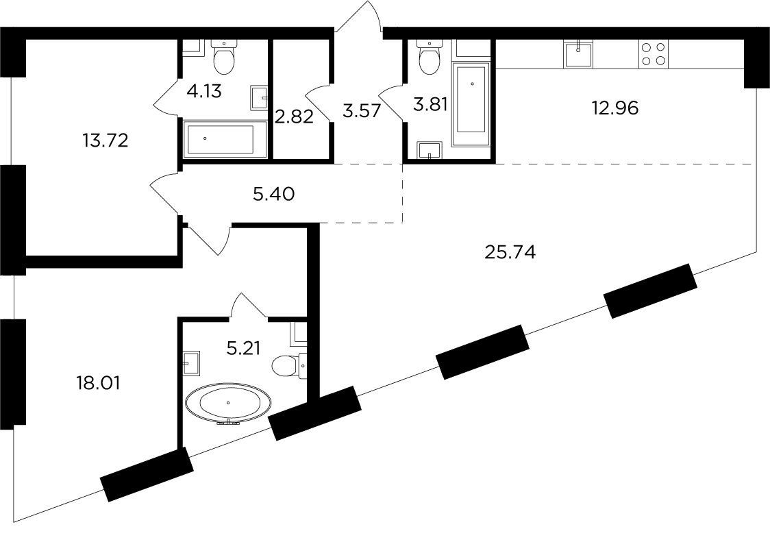 3-комнатная квартира с отделкой в ЖК Зорге 9 на 14 этаже в 1 секции. Сдача в 4 кв. 2021 г.