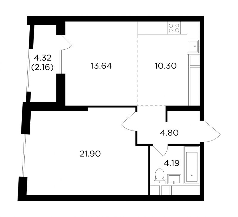 1-комнатная квартира с отделкой в ЖК Кронштадтский 9 на 11 этаже в 1 секции. Сдача в 3 кв. 2023 г.