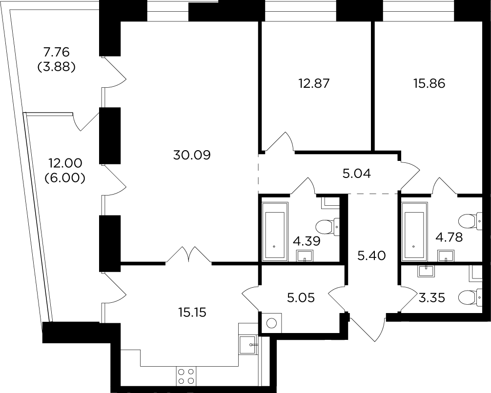 2-комнатная квартира с отделкой в ЖК Театральный квартал на 13 этаже в 1 секции. Сдача в 1 кв. 2024 г.