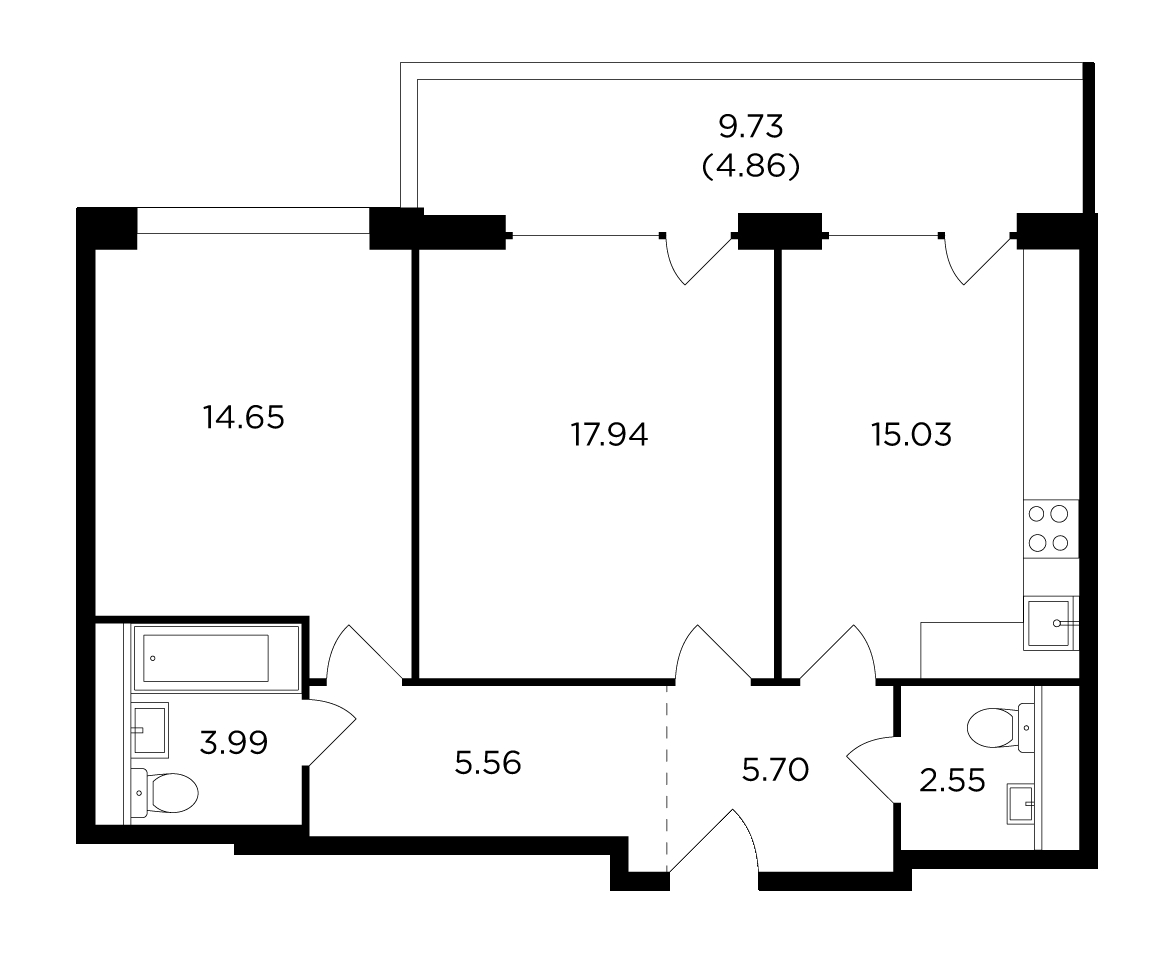 3-комнатная квартира с отделкой в ЖК Театральный квартал на 8 этаже в 1 секции. Сдача в 1 кв. 2024 г.
