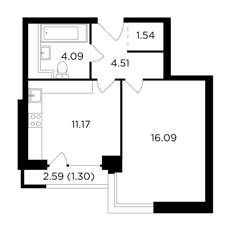 1-комнатная квартира с отделкой в ЖК Зорге 9 на 14 этаже в 1 секции. Сдача в 4 кв. 2021 г.