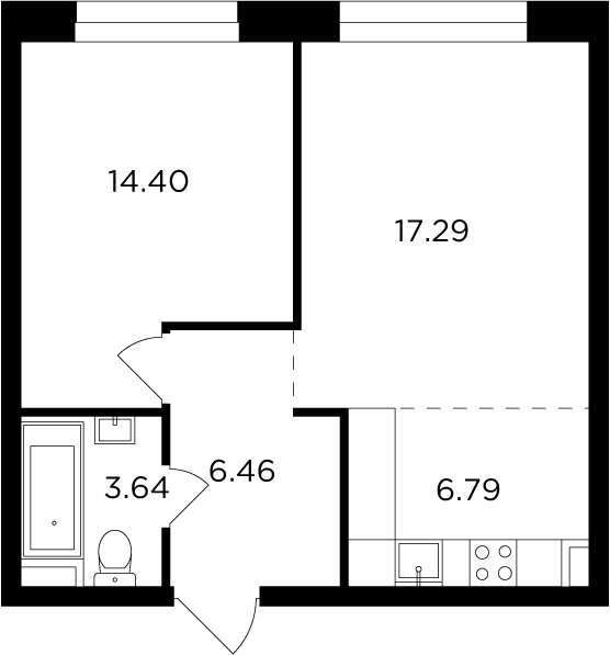 2-комнатная квартира в ЖК FORIVER на 2 этаже в 3 секции. Сдача в 4 кв. 2023 г.