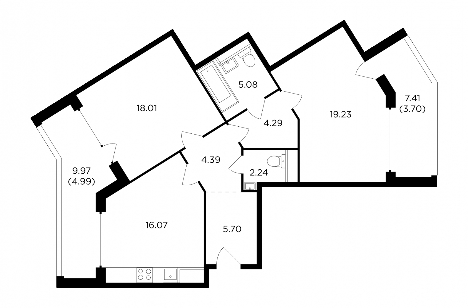 1-комнатная квартира с отделкой в ЖК FORIVER на 9 этаже в 2 секции. Сдача в 4 кв. 2023 г.