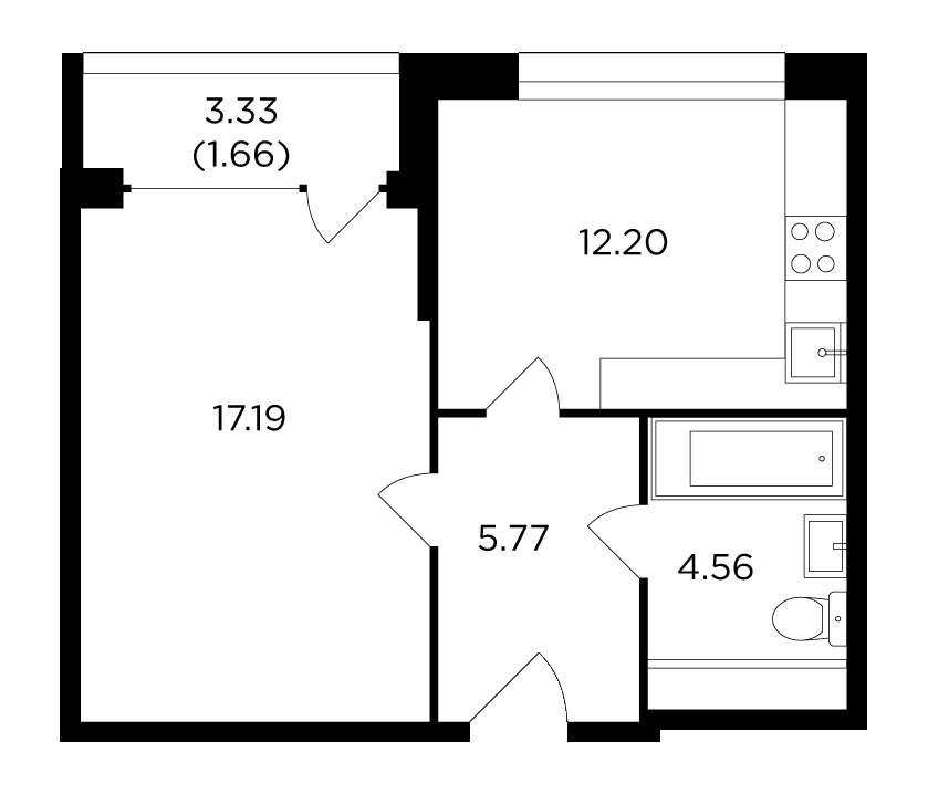 1-комнатная квартира с отделкой в ЖК Зорге 9 на 15 этаже в 1 секции. Сдача в 4 кв. 2021 г.