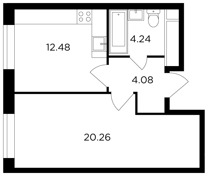 2-комнатная квартира в ЖК FORIVER на 14 этаже в 2 секции. Сдача в 4 кв. 2023 г.