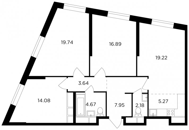 3-комнатная квартира с отделкой в ЖК Зорге 9 на 9 этаже в 1 секции. Сдача в 4 кв. 2021 г.