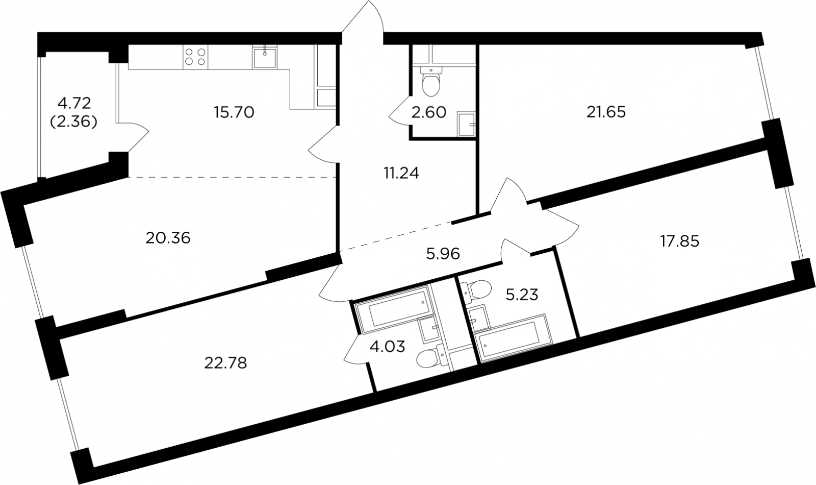 2-комнатная квартира с отделкой в ЖК Театральный квартал на 9 этаже в 1 секции. Сдача в 1 кв. 2024 г.