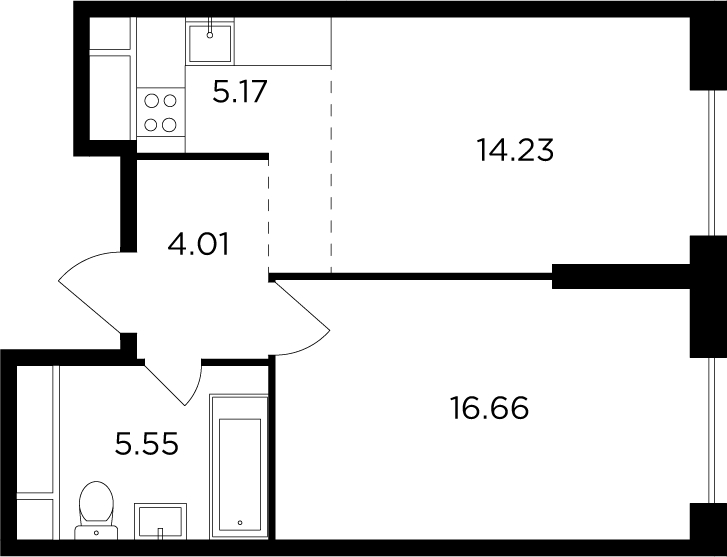 2-комнатная квартира с отделкой в ЖК FORIVER на 13 этаже в 2 секции. Сдача в 4 кв. 2023 г.