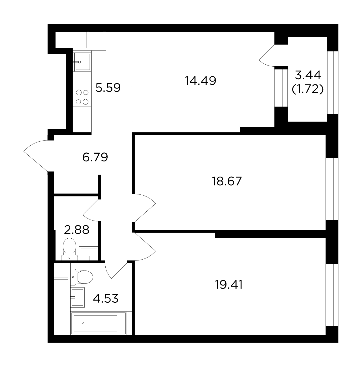 3-комнатная квартира с отделкой в ЖК Зорге 9 на 6 этаже в 1 секции. Сдача в 4 кв. 2021 г.