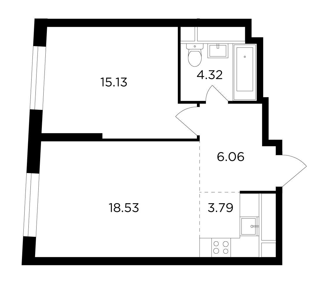 3-комнатная квартира в ЖК FORIVER на 9 этаже в 4 секции. Сдача в 4 кв. 2023 г.