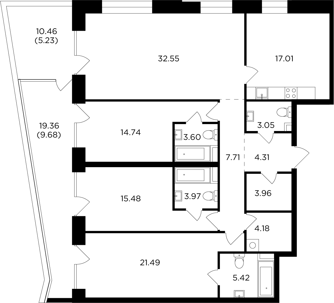 4-комнатная квартира с отделкой в ЖК Большая Очаковская 2 на 27 этаже в 1 секции. Сдача в 1 кв. 2023 г.