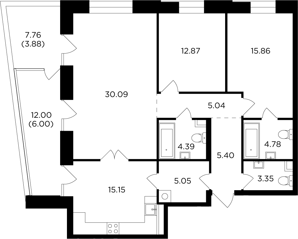 2-комнатная квартира в ЖК Holland park на 1 этаже в 4 секции. Сдача в 4 кв. 2023 г.
