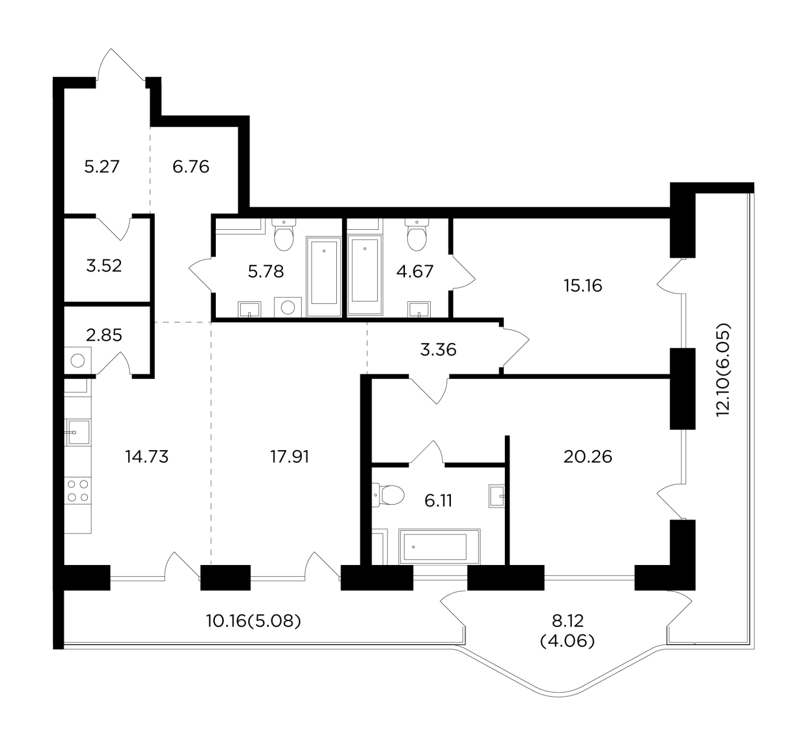 2-комнатная квартира в ЖК Holland park на 2 этаже в 3 секции. Сдача в 4 кв. 2023 г.