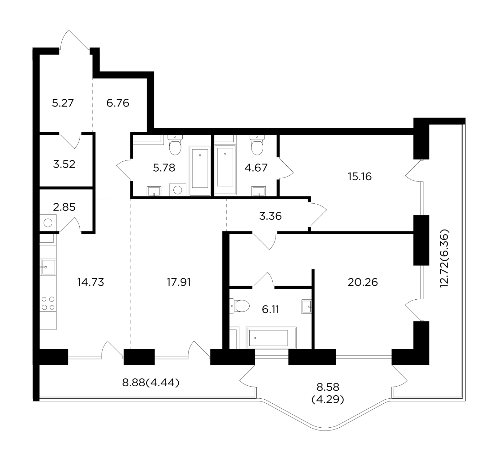 1-комнатная квартира в ЖК FORIVER на 15 этаже в 3 секции. Сдача в 4 кв. 2023 г.