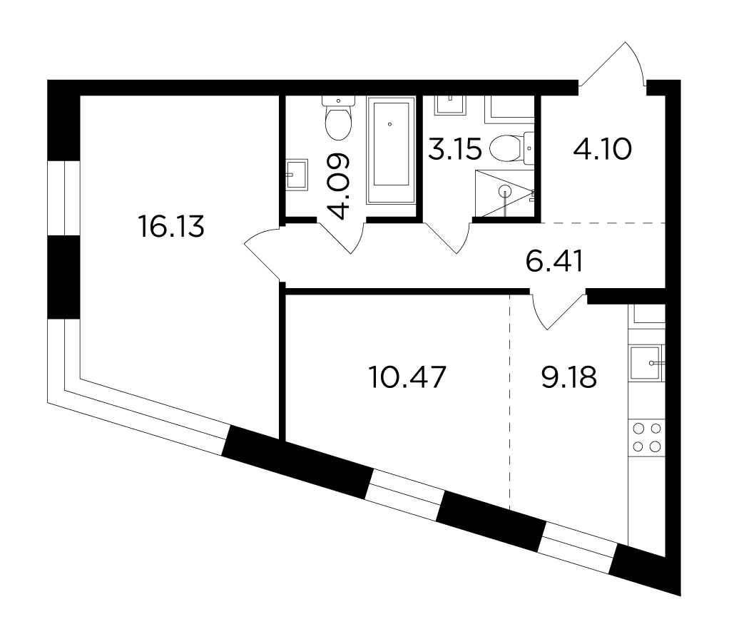 5-комнатная квартира с отделкой в ЖК Полянка/44 на 7 этаже в 1 секции. Дом сдан.
