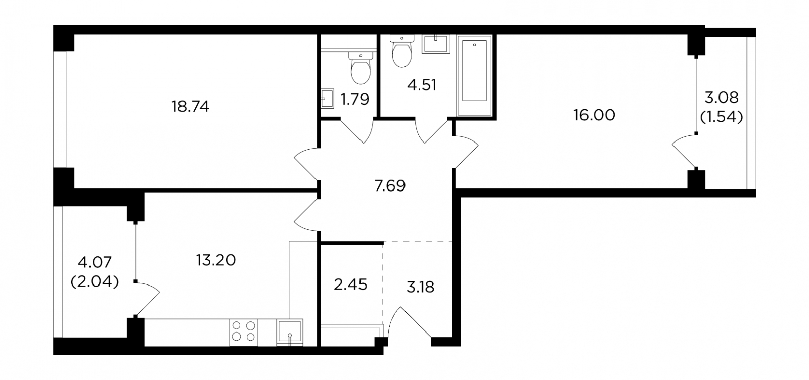 3-комнатная квартира с отделкой в ЖК FORIVER на 11 этаже в 1 секции. Сдача в 4 кв. 2023 г.