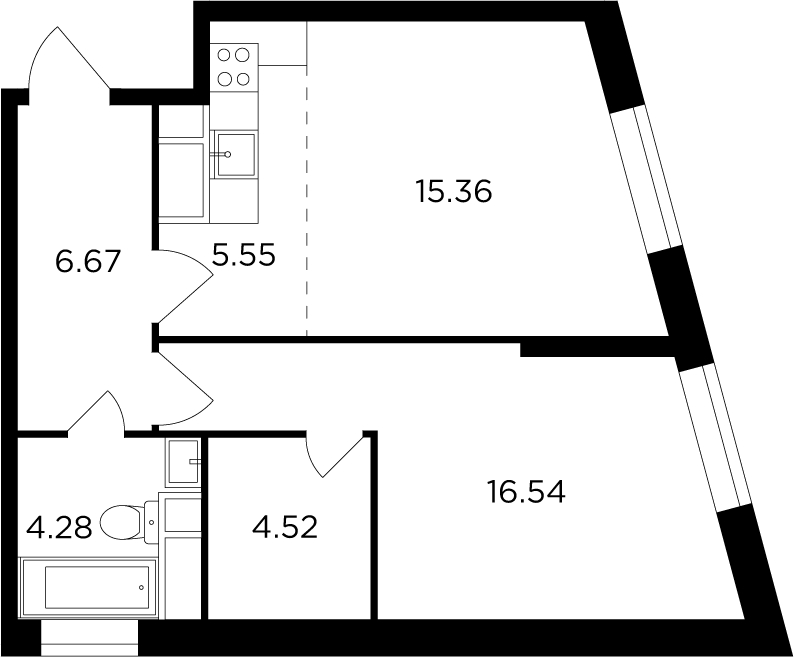 3-комнатная квартира в ЖК FORIVER на 2 этаже в 1 секции. Сдача в 4 кв. 2023 г.