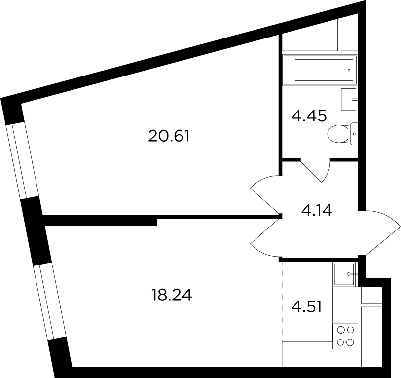 2-комнатная квартира в ЖК КутузовGRAD 2 на 20 этаже в 1 секции. Сдача в 3 кв. 2022 г.