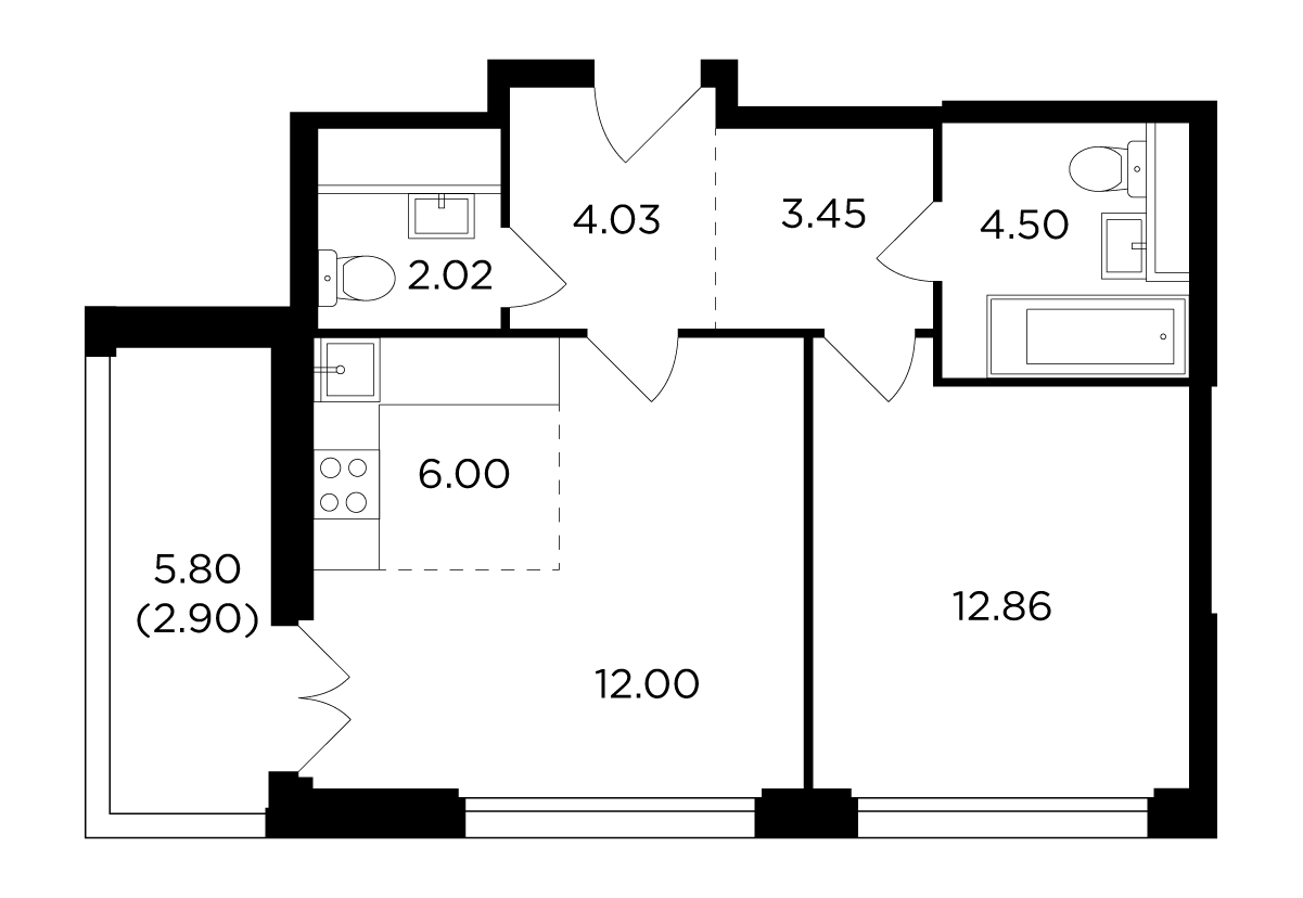 3-комнатная квартира с отделкой в ЖК Архитектор на 23 этаже в 3 секции. Сдача в 4 кв. 2023 г.