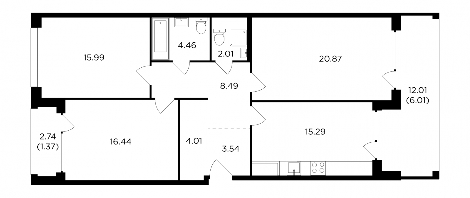 1-комнатная квартира в ЖК Архитектор на 46 этаже в 2 секции. Сдача в 4 кв. 2023 г.