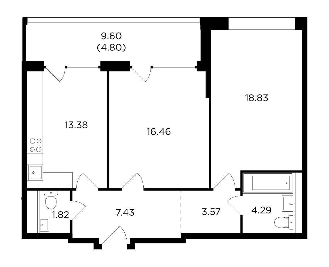 3-комнатная квартира с отделкой в ЖК КутузовGRAD 2 на 30 этаже в 3 секции. Сдача в 3 кв. 2022 г.