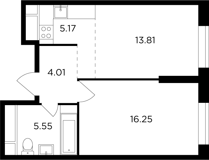 2-комнатная квартира в ЖК КутузовGRAD 2 на 30 этаже в 3 секции. Сдача в 3 кв. 2022 г.