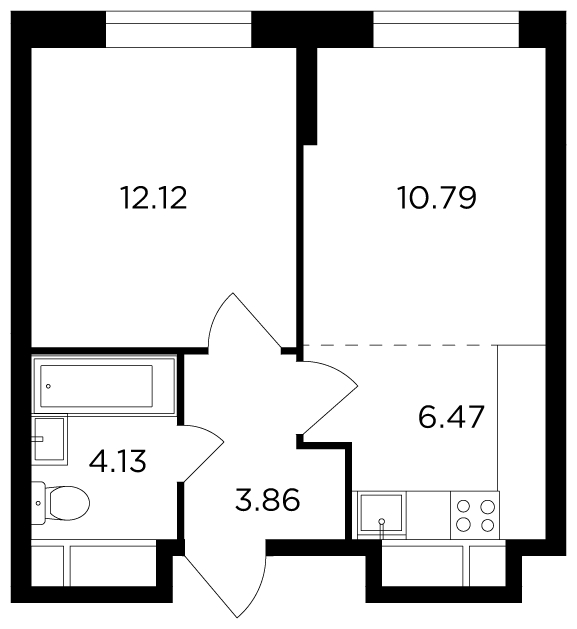 2-комнатная квартира с отделкой в ЖК FORIVER на 9 этаже в 2 секции. Сдача в 4 кв. 2023 г.