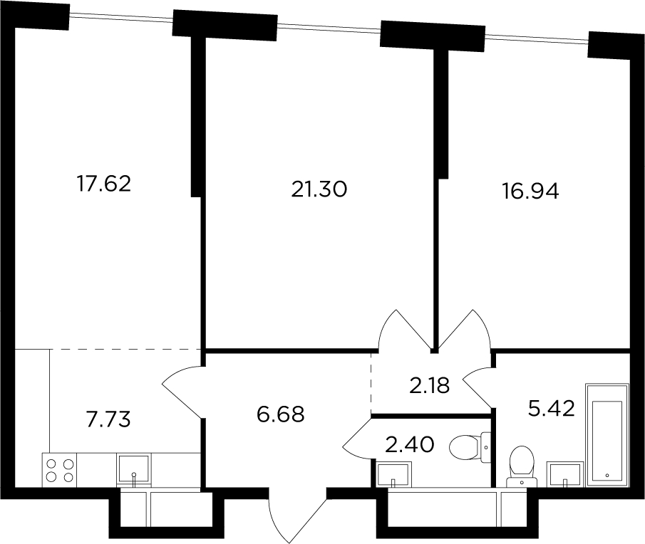 3-комнатная квартира с отделкой в ЖК Театральный квартал на 6 этаже в 1 секции. Сдача в 1 кв. 2022 г.