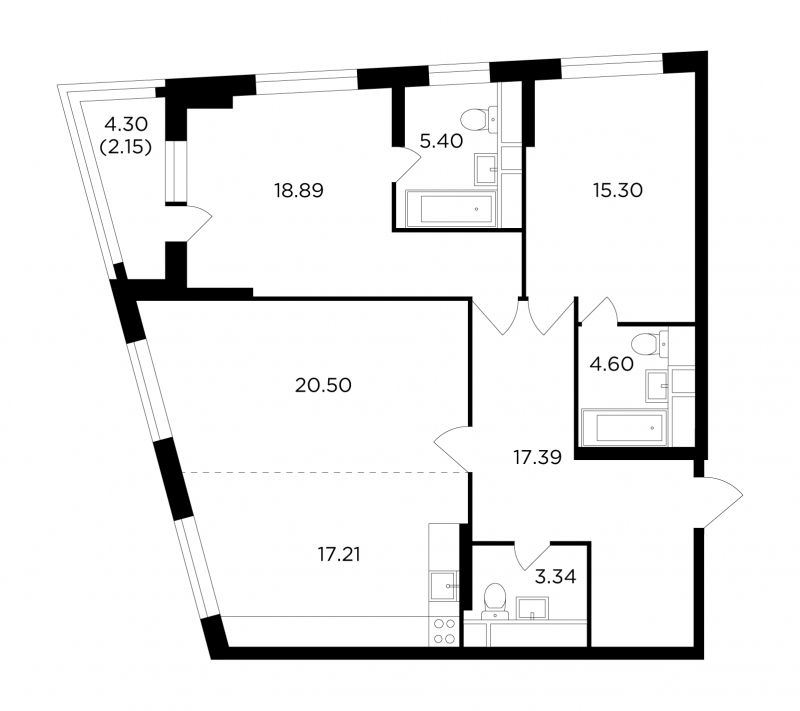 3-комнатная квартира с отделкой в ЖК Зорге 9 на 22 этаже в 1 секции. Сдача в 4 кв. 2021 г.