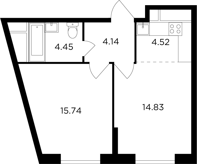 2-комнатная квартира в ЖК КутузовGRAD 2 на 30 этаже в 1 секции. Сдача в 3 кв. 2022 г.