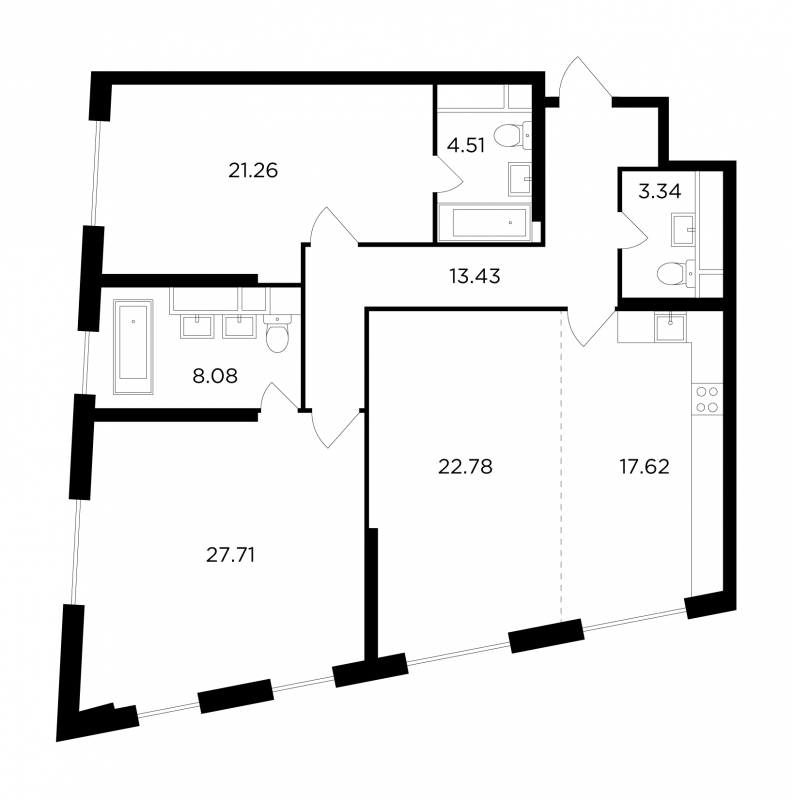 2-комнатная квартира в ЖК FORIVER на 9 этаже в 2 секции. Сдача в 4 кв. 2023 г.