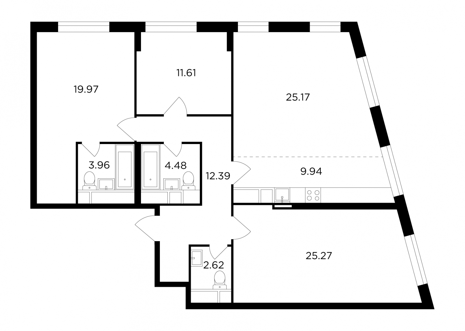 3-комнатная квартира с отделкой в ЖК Театральный квартал на 9 этаже в 1 секции. Сдача в 1 кв. 2022 г.