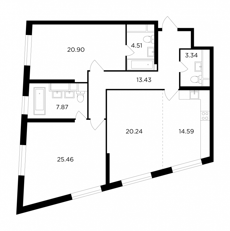 1-комнатная квартира с отделкой в ЖК Зорге 9 на 17 этаже в 1 секции. Сдача в 4 кв. 2021 г.